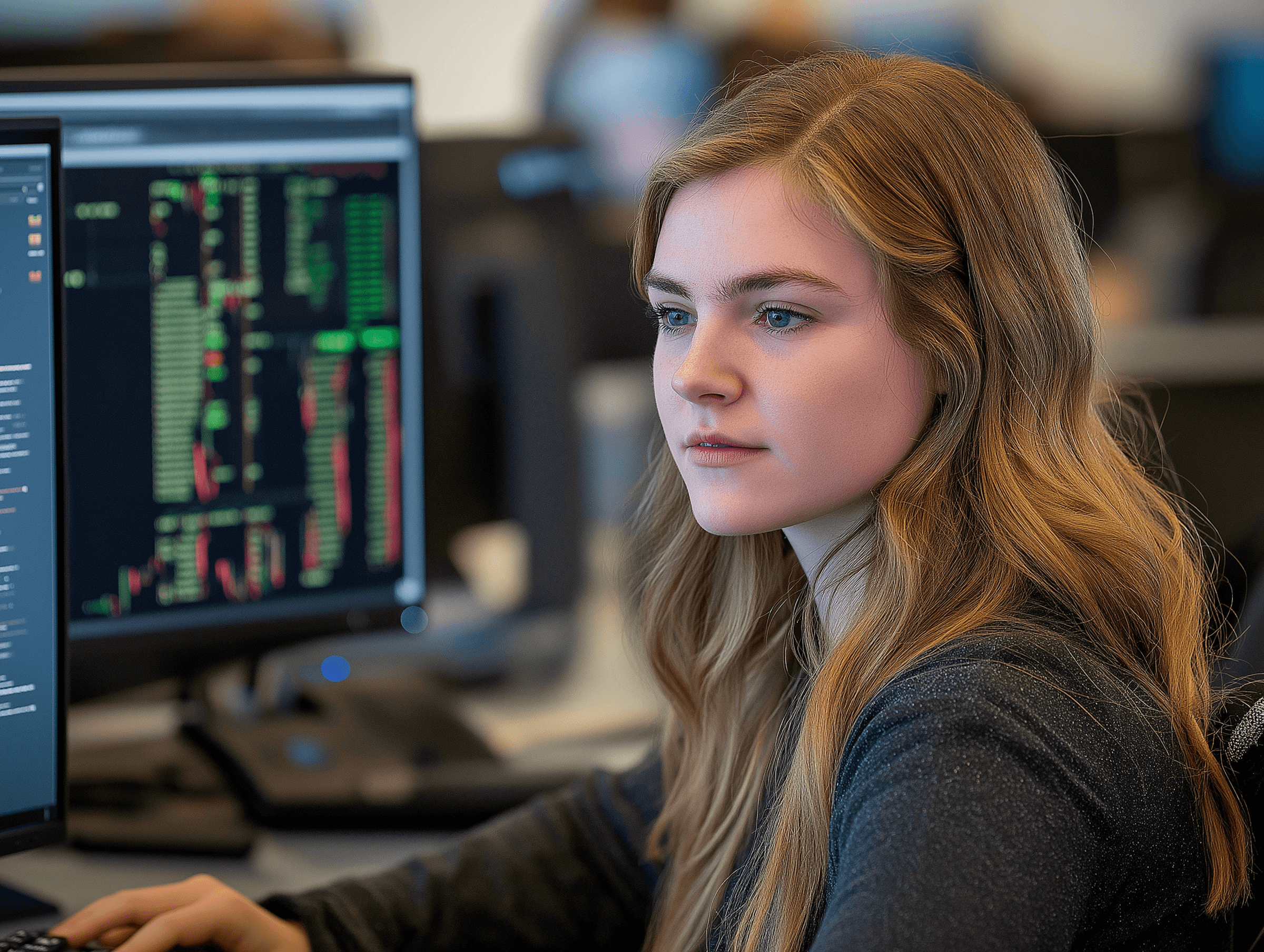 Woman working at a computer
