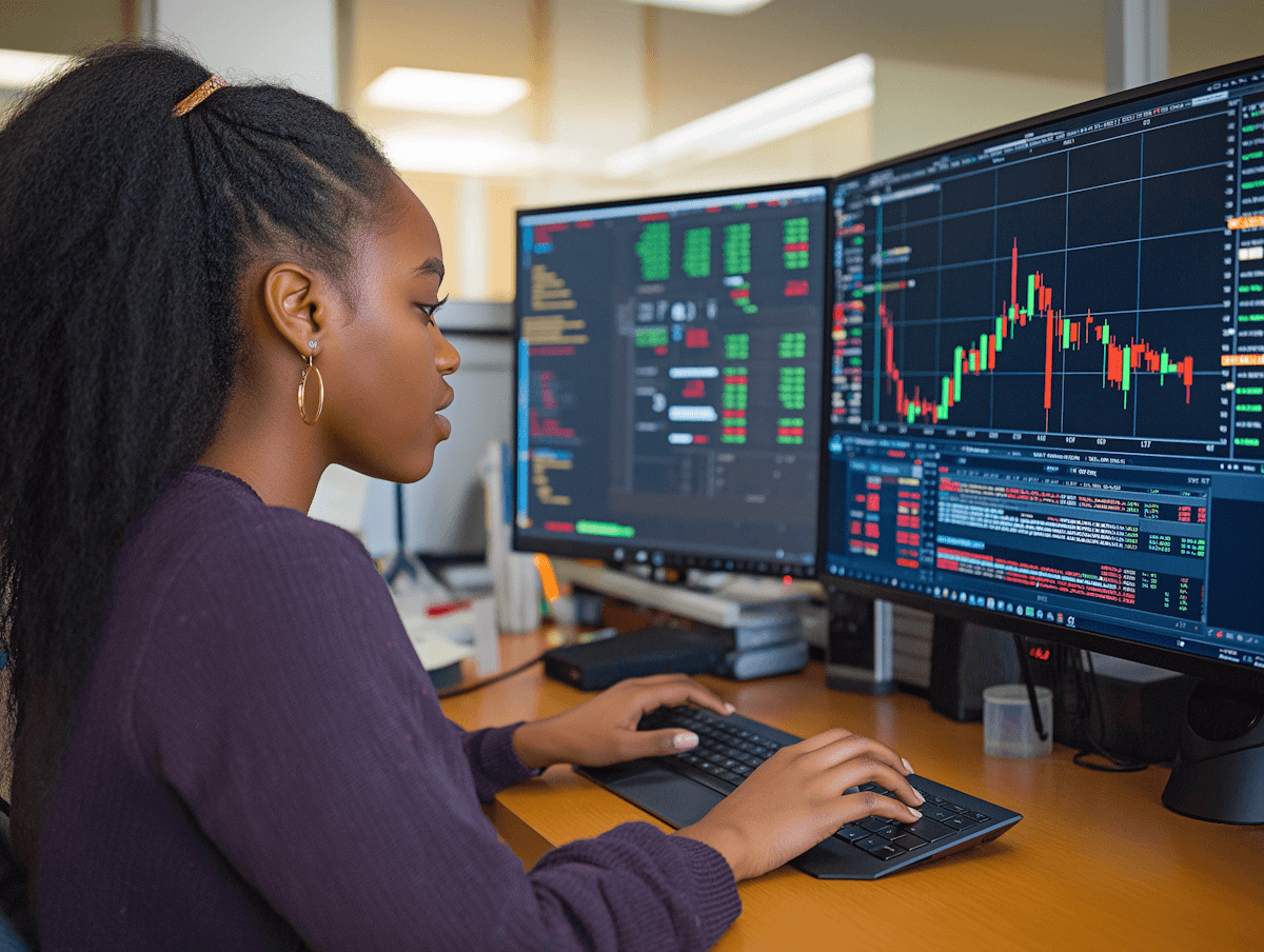 Analyst working with trading charts